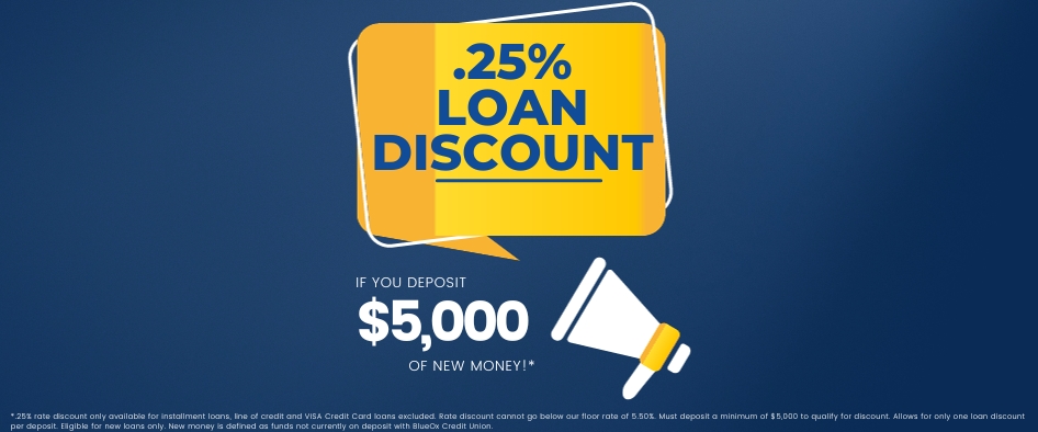 .25% Loan Discount if You Deposit $5,000 of New Money!*