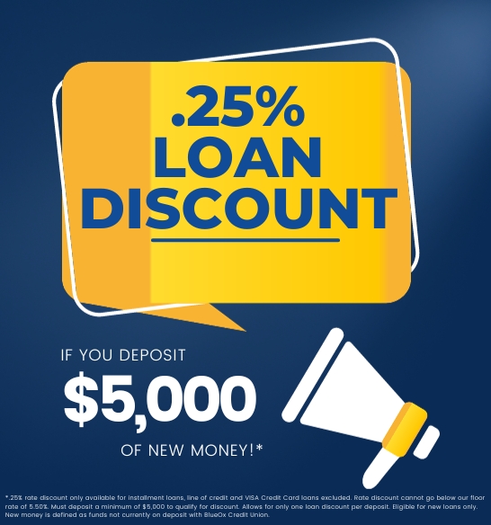 .25% Loan Discount if You Deposit $5,000 of New Money!*
