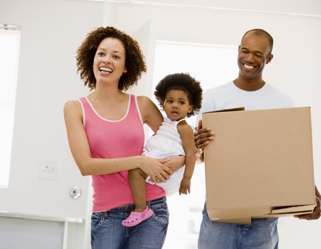African american family moving